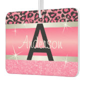 Roze Glitter Print & Leopard Animal | Personaliser Luchtverfrisser (Links)
