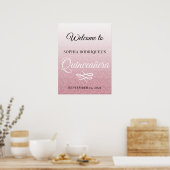 Roze Glitter Quinceañera 15th Birthday Welcome Pos Poster (Keuken)