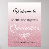 Roze Glitter Quinceañera 15th Birthday Welcome Pos Poster (Voorkant)