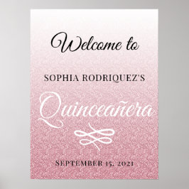 Roze Glitter Quinceañera 15th Birthday Welcome Pos Poster