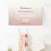 Roze Glitter Quinceañera 15th Birthday Welcome Spandoek (Insitu)