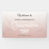 Roze Glitter Quinceañera 15th Birthday Welcome Spandoek (Horizontaal)