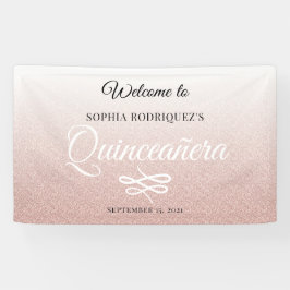 Roze Glitter Quinceañera 15th Birthday Welcome Spandoek