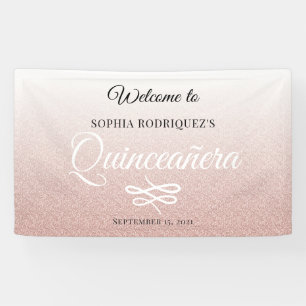 Roze Glitter Quinceañera 15th Birthday Welcome Spandoek
