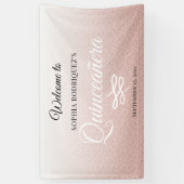 Roze Glitter Quinceañera 15th Birthday Welcome Spandoek (Verticaal)
