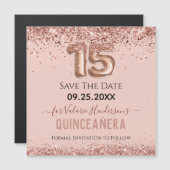 Roze Glitter Quinceanera Magnetische Kaart (Voorkant / Achterkant)