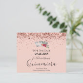  roze glitter Quinceanera sparen de Datum (Staand voorkant)