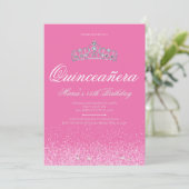  roze glitter, Quinceanera-uitvindingen Kaart (Staand voorkant)