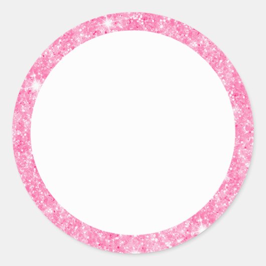 Roze glitter rand blanco ronde sticker (Voorkant)