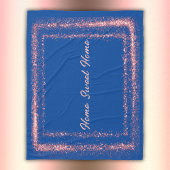 Roze Glitter rand monogram op blauw | Fleece Deken