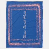 Roze Glitter rand monogram op blauw | Fleece Deken (Voorkant)