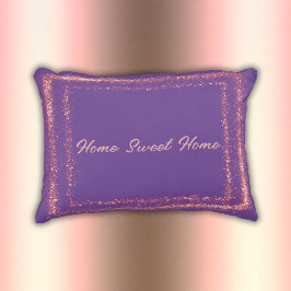 Roze Glitter rand monogram op paarse | Accent Kussen