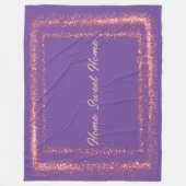Roze Glitter rand monogram op paarse | Fleece Deken (Voorkant)