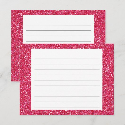 Roze Glitter Recipcard Briefkaart (Voorkant / Achterkant)
