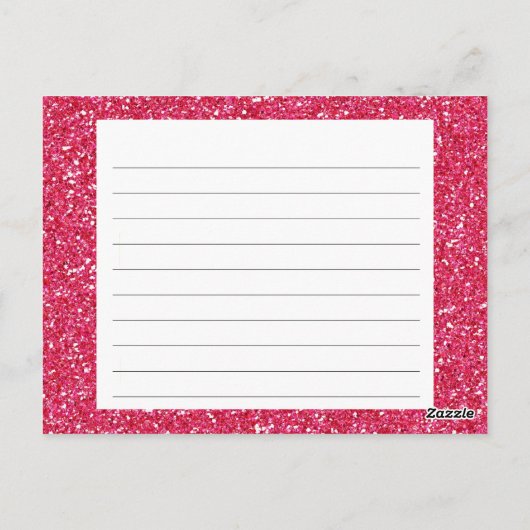 Roze Glitter Recipcard Briefkaart (Achterkant)
