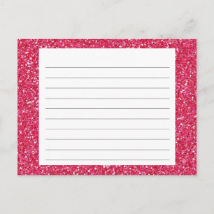 Roze Glitter Recipcard Briefkaart