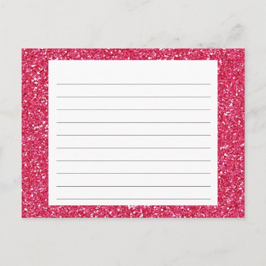 Roze Glitter Recipcard Briefkaart (Voorkant)