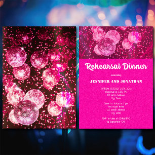 Roze Glitter Retro Disco Bal Oefen Diner Kaart