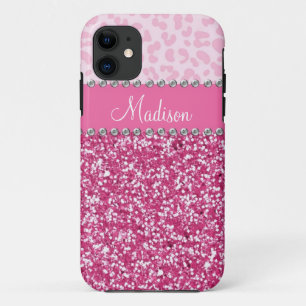 Roze Glitter Rhinestone Leopard BLING Hoesje