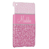 Roze Glitter Rhinestone Leopard BLING Hoesje iPad iPad Mini Case (Achterkant Rechts)
