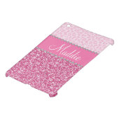 Roze Glitter Rhinestone Leopard BLING Hoesje iPad iPad Mini Case (Onderkant)