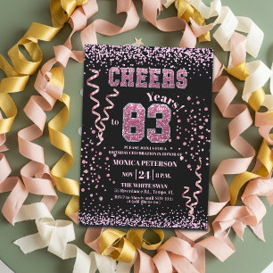 Roze Glitter Rhinestones 83ste Verjaardagsfeest  Kaart
