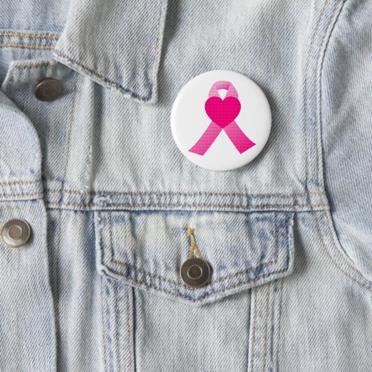 Roze Glitter Ribbon Breast Cancer Awareness Custom Ronde Button 5,7 Cm (In situ)