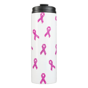 Roze Glitter Ribbons met witte achtergrond Thermosbeker