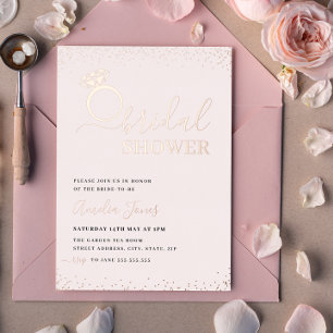Roze Glitter Ring Roze Gouden Bruiloftsfeest Folie Uitnodiging