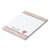 Roze Glitter Rode Rozenblaadjes Hart Notitieblok (Linkerzijde)