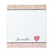 Roze Glitter Rode Rozenblaadjes Hart Notitieblok (Voorkant)