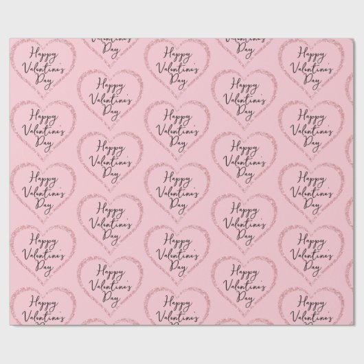 Roze Glitter Romantisch Script Valentijnsdag Cadeaupapier (Vlak)