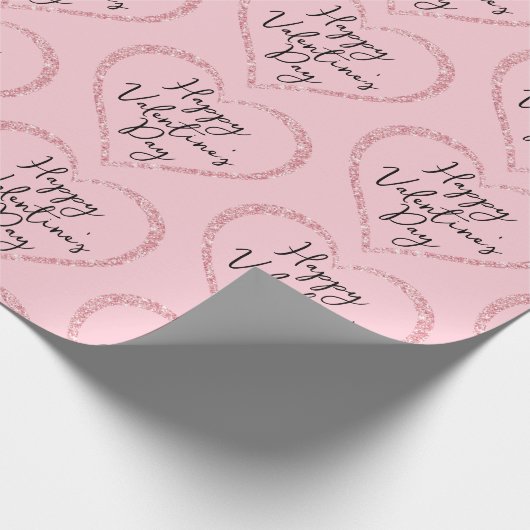 Roze Glitter Romantisch Script Valentijnsdag Cadeaupapier (Hoek)