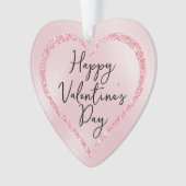 Roze Glitter Romantisch Script Valentijnsdag Ornament (voorkant)