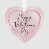 Roze Glitter Romantisch Script Valentijnsdag Ornament (voorkant)