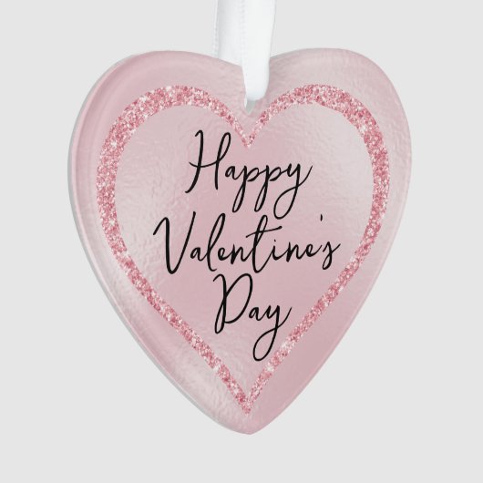 Roze Glitter Romantisch Script Valentijnsdag Ornament (voorkant)