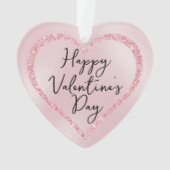 Roze Glitter Romantisch Script Valentijnsdag Ornament (achterkant)