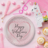 Roze Glitter Romantisch Script Valentijnsdag Papieren Bordje (Feest)