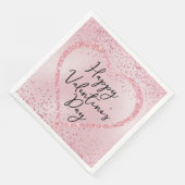 Roze Glitter Romantisch Script Valentijnsdag Servet (Hoek)