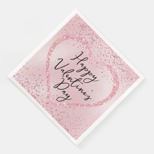 Roze Glitter Romantisch Script Valentijnsdag Servet (Hoek)
