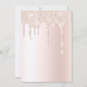 Roze Glitter Roos Champagne Bruiloftsfeest Kaart (Achterkant)
