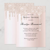 Roze Glitter Roos Champagne Bruiloftsfeest Kaart (Voorkant / Achterkant)