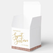 Roze Glitter Roos Gold Modern Sweet 16 Aangepast Bedankdoosjes (Geopend)