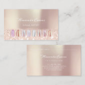 Roze Glitter Roos Gold Nails Artist Appointment Afsprakenkaartje (Voorkant / Achterkant)