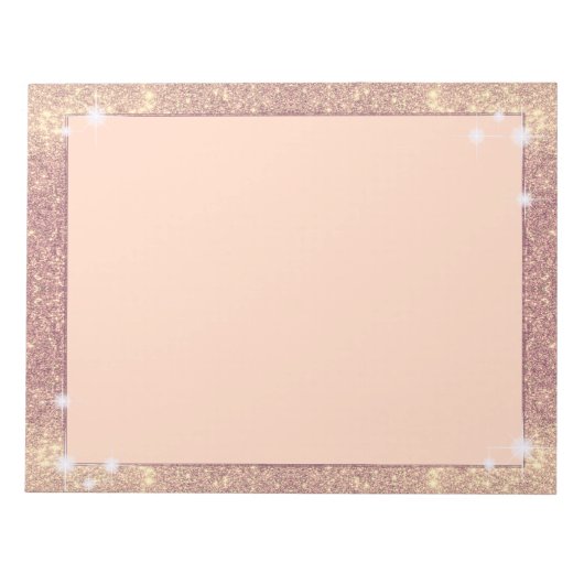 Roze Glitter Roos Gold Sparkle Faux Notitieblok (Voorkant)