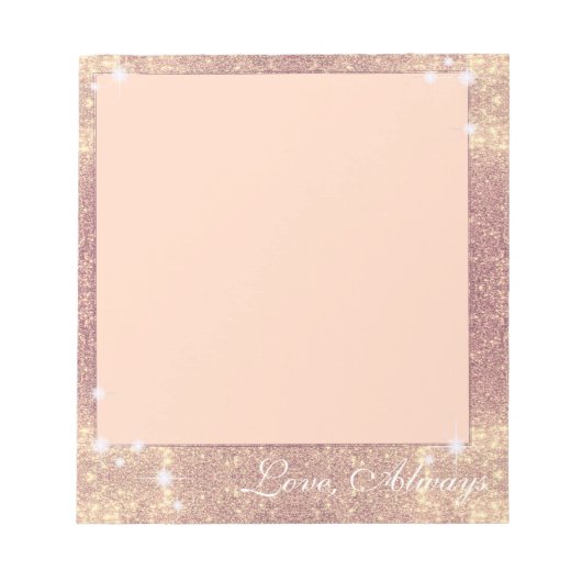 Roze Glitter Roos Gold Sparkle Faux Notitieblok (Voorkant)