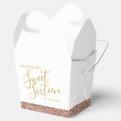 Roze Glitter Roos Gold Sweet 16 Naam Mini Takeout Bedankdoosjes (Geopend)