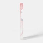 Roze glitter roos-gouden marmeren textuur iPhone hoesje (Linkerkant)