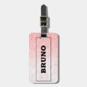 Roze glitter roos-goudmarmer ombre bagagelabel (Voorkant verticaal)