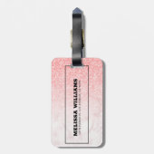 Roze glitter roos-goudmarmer ombre bagagelabel (Achterkant verticaal)